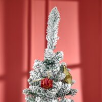 Künstlicher Weihnachtsbaum, 210 cm, beschneite PVC-Zweige, klappbar, Metallständer, Grün/Weiß