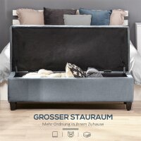 Sitzbank mit Stauraum, Ottomane, Flurbank, Knopfheftung,125,1 cm x 48,9 cm x 41,3 cm, Grau