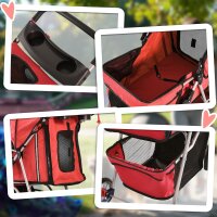 Hundewagen Hundetrolley bis 10 kg Klappbar mit Becherhalter Sonnendach Rot
