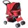 Hundewagen Hundetrolley bis 10 kg Klappbar mit Becherhalter Sonnendach Rot