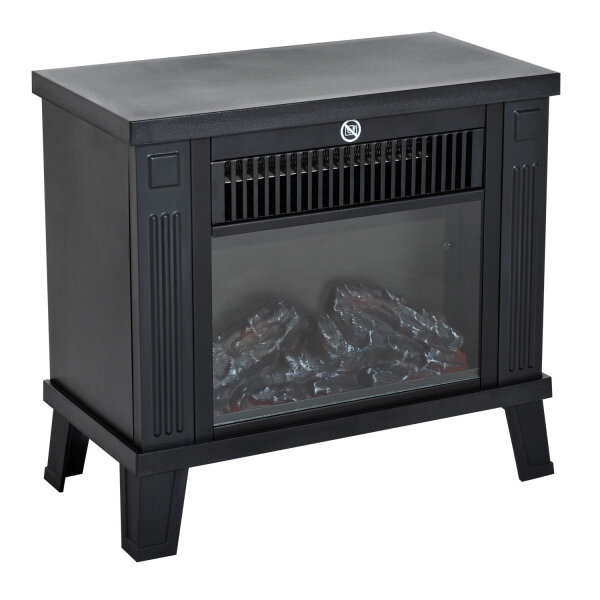 Elektrokamin Elektrischer Kamin Kaminofen Standkamin mit Flammeneffekt 600/1200W, Metall, Schwarz, 34x17x31 cm