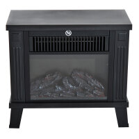 Elektrokamin Elektrischer Kamin Kaminofen Standkamin mit Flammeneffekt 600/1200W, Metall, Schwarz, 34x17x31 cm