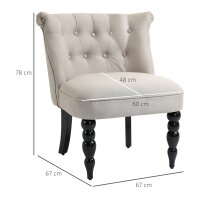 Relaxsessel Vintage Ruhesessel Relaxstuhl Polstersessel Esszimmerstuhl Leinenbezug Holzgestell Beige+Schwarz 67 x 67 x 78 cm