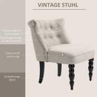 Relaxsessel Vintage Ruhesessel Relaxstuhl Polstersessel Esszimmerstuhl Leinenbezug Holzgestell Beige+Schwarz 67 x 67 x 78 cm