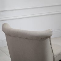 Relaxsessel Vintage Ruhesessel Relaxstuhl Polstersessel Esszimmerstuhl Leinenbezug Holzgestell Beige+Schwarz 67 x 67 x 78 cm
