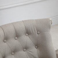 Relaxsessel Vintage Ruhesessel Relaxstuhl Polstersessel Esszimmerstuhl Leinenbezug Holzgestell Beige+Schwarz 67 x 67 x 78 cm