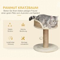 Kratzbaum Katzenbett Katzenkorb, inkl. Spielball, 40 cm x 40 cm x 49cm, Natur + Cremeweiß