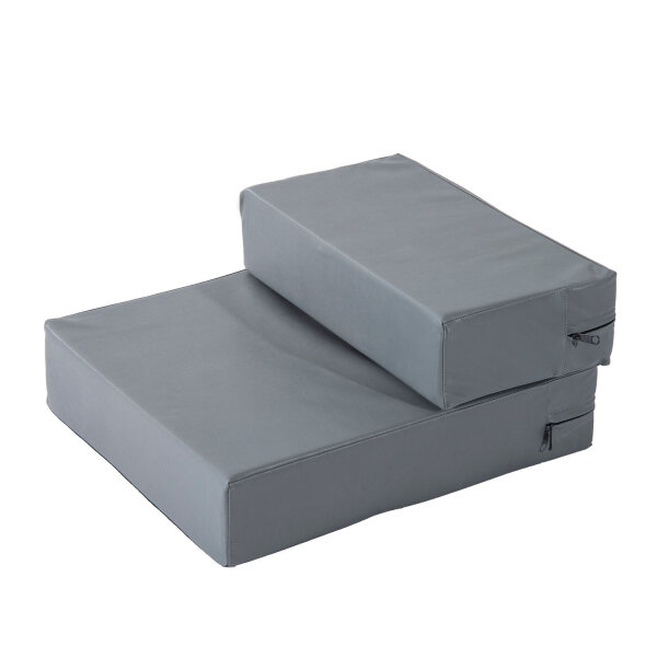 Haustiertreppe Tierunterlage 2 Stufen Klappbar bis 7 kg Hundetreppe Treppe Unterlage für Katzen und Hunde Grau L45 x B39 x H20 cm