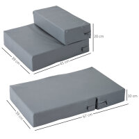 Haustiertreppe Tierunterlage 2 Stufen Klappbar bis 7 kg Hundetreppe Treppe Unterlage für Katzen und Hunde Grau L45 x B39 x H20 cm