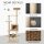 Rattan Kratzbaum mit Katzenhöhle Mehrstufiger Katzenbaum Kletterbaum für Katzen E1 MDF Sisal Beige+Braun 55 x 55 x 174 cm