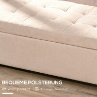 Polsterbank mit Stauraum, Knopfheftung, bis 120 kg, 125 x 49 x 41,5 cm, Beige
