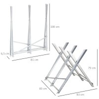 Kettensägebock Sägebock zusammenklappbar Sägegestell für Brennholz Silber Metall 83 x 83 x 79 cm