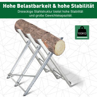 Kettensägebock Sägebock zusammenklappbar Sägegestell für Brennholz Silber Metall 83 x 83 x 79 cm
