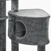 Kratzbaum deckenhoch Höhe 220-265 cm Katzenbaum mit Spielbälle, Katzenhöhle, Hängematte, Sisalstämme, Plattformen mehrstöckiger Katzenkratzbaum Kletterbaum für mittelgroße Katzen, Dunkelgrau