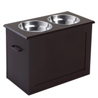 Futterstation, 2 Fressnäpfe aus Edelstahl,...