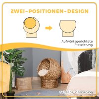 Rattan Katzenkorb Katzenhöhle Katzenhütte Katzenbett mit Kissen Haustierbett Wasserhyazinthe Braun 50 x 42 x 60 cm