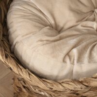 Rattan Katzenkorb Katzenhöhle Katzenhütte Katzenbett mit Kissen Haustierbett Wasserhyazinthe Braun 50 x 42 x 60 cm