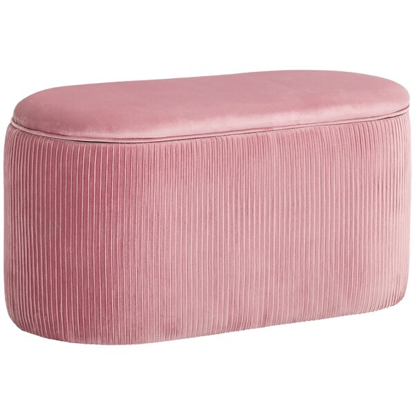 Sitzbank Bank mit Stauraum Polsterbank Ottomane, Retrodesign, Samtoptik, 81 cm x 40 cm x 41 cm, Altrosa