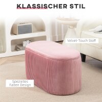 Sitzbank Bank mit Stauraum Polsterbank Ottomane, Retrodesign, Samtoptik, 81 cm x 40 cm x 41 cm, Altrosa