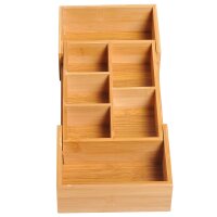 Aufbewahrungsbox Ordnungsbox Schubladen Organizer ausziehbar Bambus Natur 24,6 x 17,6 x 7 cm