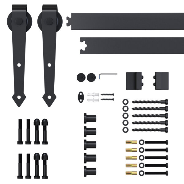 Schiebetür-Kit, rustikales Design, Kohlenstoffstahl, trägt bis zu 100 kg pro Paneel