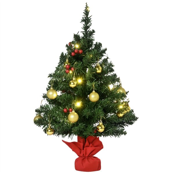 Mini-Weihnachtsbaum Weihnachtsdekoration Weihnachtsdeko, inkl. Weihnachtskugeln und LED-Lichter 60 cm, Mehrfarbig