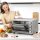 Mini Backofen 32L 100 °C-230 °C 1600 W Mini Ofen mit Backblech Krümelblech Grillrost und 3 Kochmodi Pizzaofen mit Timer Backblech-Griff Edelstahl Silber