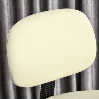 Barhocker Drehstuhl Höheverstellbarer Barstuhl mit Rollen aus Kunstleder-Leder Arbeitshocker Bürohocker 360° schwenkbar mit Lehne Gepolstertet Beige 56 x 57 x 104-127 cm