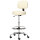 Barhocker Drehstuhl Höheverstellbarer Barstuhl mit Rollen aus Kunstleder-Leder Arbeitshocker Bürohocker 360° schwenkbar mit Lehne Gepolstertet Beige 56 x 57 x 104-127 cm