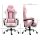 Gamingstuhl Computerstuhl Ergonomischer Bürostuhl Gamer Stuhl mit Kopfstütze Lendenkissen Bürostuhl höhenverstellbar 360°drehbar Schaumstoff Kunstleder PVC Rosa+Weiß 64 x 67 x 119-127 cm