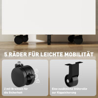 Rollcontainer, Aktenschrank, Trennwand, zentral abschließbar, Stahlgehäuse, 5 Räder, weiß, 39 x 48 x 67 cm