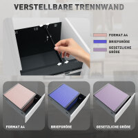 Rollcontainer, Aktenschrank, Trennwand, zentral abschließbar, Stahlgehäuse, 5 Räder, weiß, 39 x 48 x 67 cm