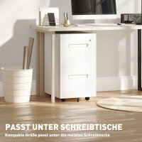 Rollcontainer, Aktenschrank, Trennwand, zentral abschließbar, Stahlgehäuse, 5 Räder, weiß, 39 x 48 x 67 cm