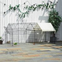 Laufgitter für Kleintiere, Außengehege, 4 Bodenspieße, 220 cm x 103 cm x 103 cm, Schwarz + Beige