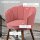 Sessel Wohnzimmer Loungesessel in Muschelform Relaxsessel mit Holzbeine, Polstersessel Lesesessel mit Samtoptik, Polsterstuhl für Schlafzimmer Rosa