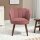 Sessel Wohnzimmer Loungesessel in Muschelform Relaxsessel mit Holzbeine, Polstersessel Lesesessel mit Samtoptik, Polsterstuhl für Schlafzimmer Rosa