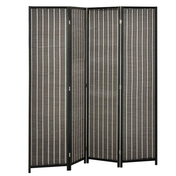 Raumteiler, faltbar, Kiefernholz/Bambus, 180 x 180 cm, Braun/Schwarz