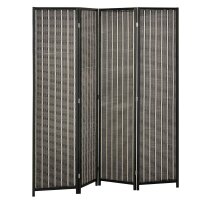 Raumteiler, faltbar, Kiefernholz/Bambus, 180 x 180 cm,...