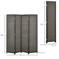 Raumteiler, faltbar, Kiefernholz/Bambus, 180 x 180 cm, Braun/Schwarz