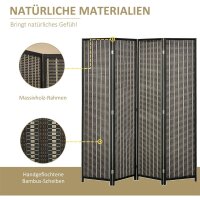 Raumteiler, faltbar, Kiefernholz/Bambus, 180 x 180 cm, Braun/Schwarz