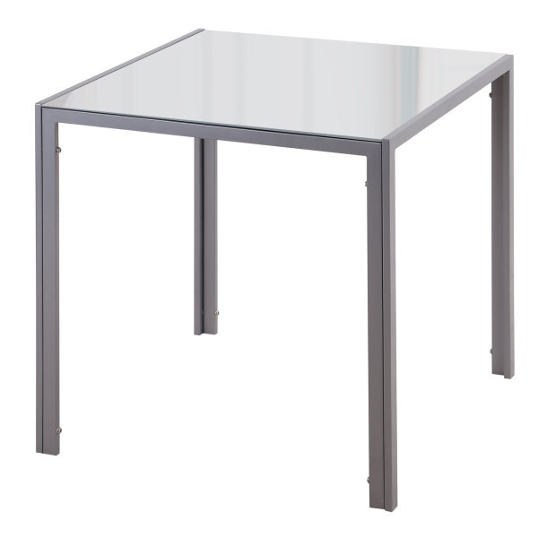 Esstisch Küchentisch Glastisch Quadratischer Tisch, Glasplatte, kompaktes Design, Grau