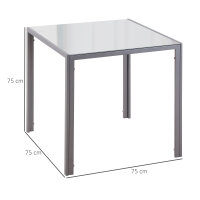 Esstisch Küchentisch Glastisch Quadratischer Tisch, Glasplatte, kompaktes Design, Grau