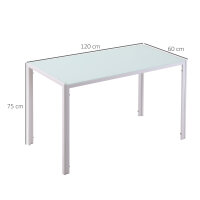 Esstisch Küchentisch großer Tisch, modernes Design, 120 cm x 60 cm x 75 cm, Weiß