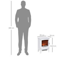 Elektrokamin mit Heizung, elektrischer Kamin mit LED Flammeneffekt, 900/1800 W Dekokamin, elektrisch Kaminfeuer Kaminofen, Weiß