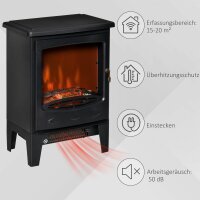 LED Elektrokamin Standkamin mit Flammeneffekt 900/1800W Schwarz