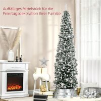 Künstlicher Weihnachtsbaum 225 cm Bleistift Kiefernbaum mit Schnee, 738 Spitzen für drinnen