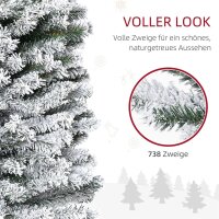 Künstlicher Weihnachtsbaum 225 cm Bleistift Kiefernbaum mit Schnee, 738 Spitzen für drinnen