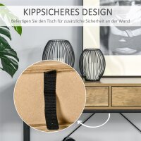 Konsolentisch Flurtisch mit Ablage und 2 Schubladen, 100 x 35 x 76,5 cm Beistelltisch Sofatisch Ausstellungstisch für Kleinen Raum, Eingang, Flur, Wohnzimmer Braun+Schwarz