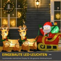 Aufblasbarer Weihnachtsmann mit Schlitten, 6 LED-Lichter, wasserdicht, 240 x 57 x 112 cm