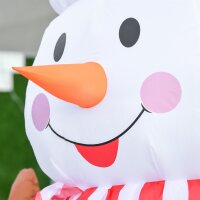 2,4 m aufblasbarer Schneemann mit rotierender Beleuchtung Weihnachtsdeko  für den Innen- und Außenbereich Garten Rasendekoration Party Weiß+Rot 180 x 100 x 240 cm